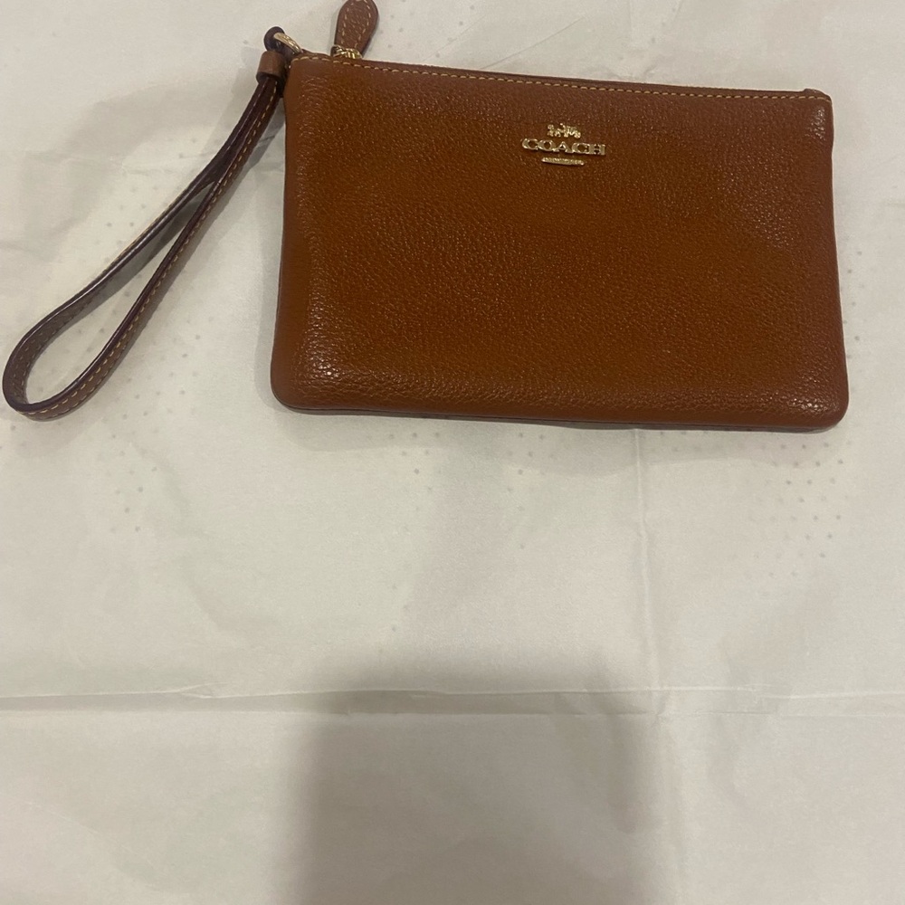 Coach Tan Leather Wristlet